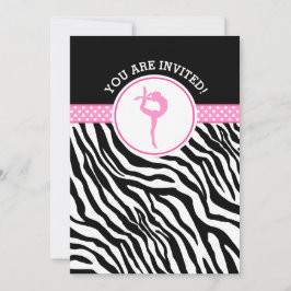 Personlig Zebra tryck Gymnastika i Rosa Inbjudningar