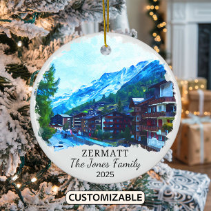 Personlig Zermatt Ornament, Schweiz Julgransprydnad Keramik