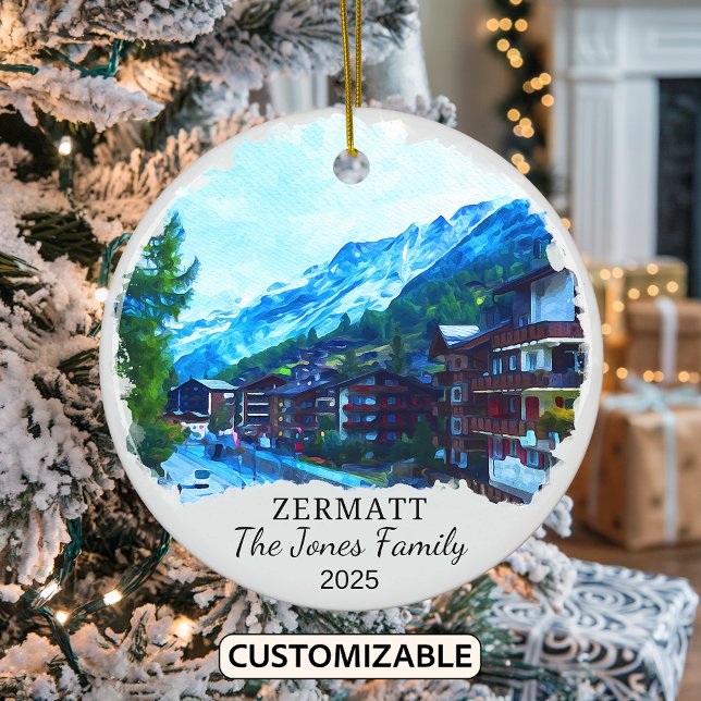 Personlig Zermatt Ornament, Schweiz Julgransprydnad Keramik (Skapare uppladdad)