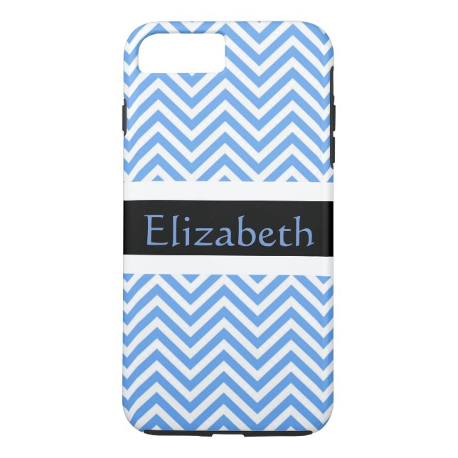 Personlig Zigzag Chevron Mönster Blue & White Case-Mate iPhone Skal (Baksida)
