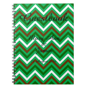 Personlig Zigzag Chevron Mönster Grönt White Anteckningsbok Med Spiral