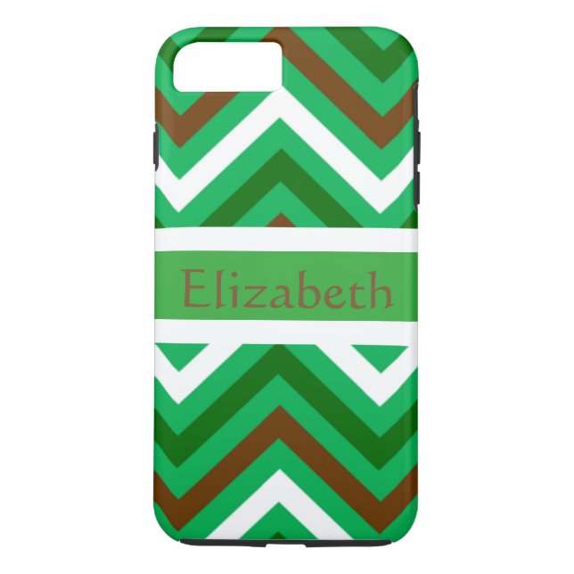 Personlig Zigzag Chevron Mönster Grönt & White Case-Mate iPhone Skal (Baksida)