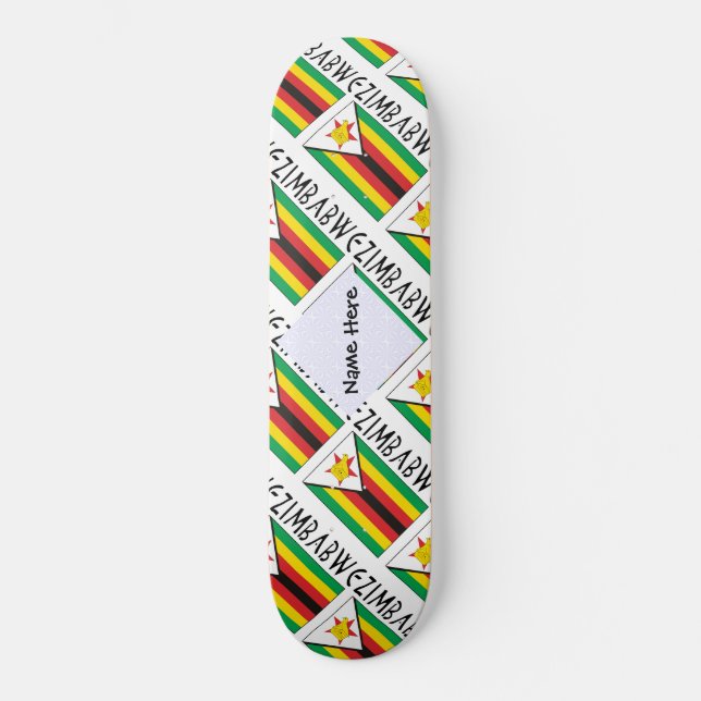 Personlig Zimbabwe-flagg mosaik Mini Skateboard Bräda 18,5 Cm (Framsida)