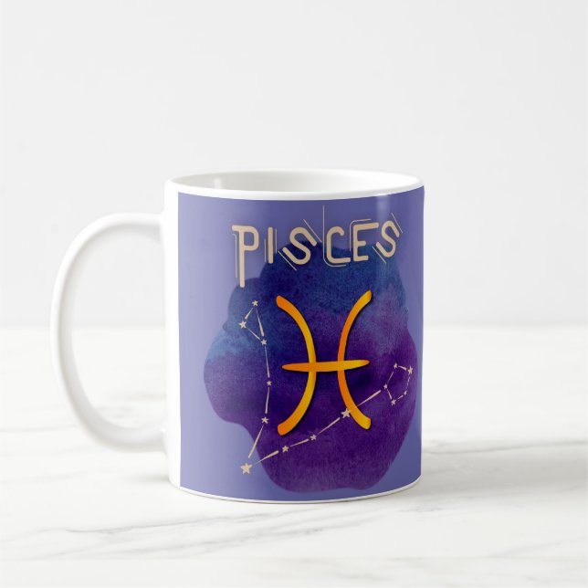 Personlig Zodiac Sign Pisces Constellation Kaffemugg (Vänster)