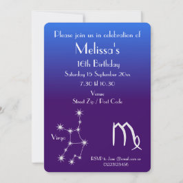 Personlig Zodiak Jungfru Galaxy Festinbjudan Inbjudningar