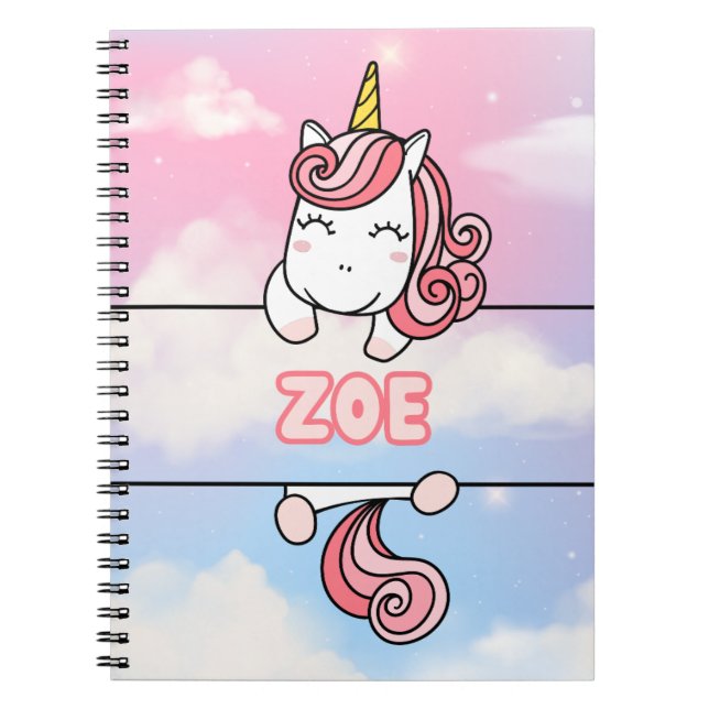 Personlig Zoe Unicorn Flickaktigt - bärbar dator Anteckningsbok (Framsidan)