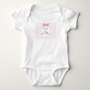 Personlig Zoey Flicka Nursery Bow&Gingham T Shirt