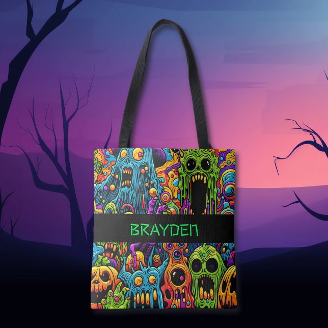 Personlig Zombies Halloween Bus eller godis Tygkasse (Skapare uppladdad)