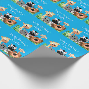 Personlig Zoo Djurfödelsedag Grönt Löv Presentpapper