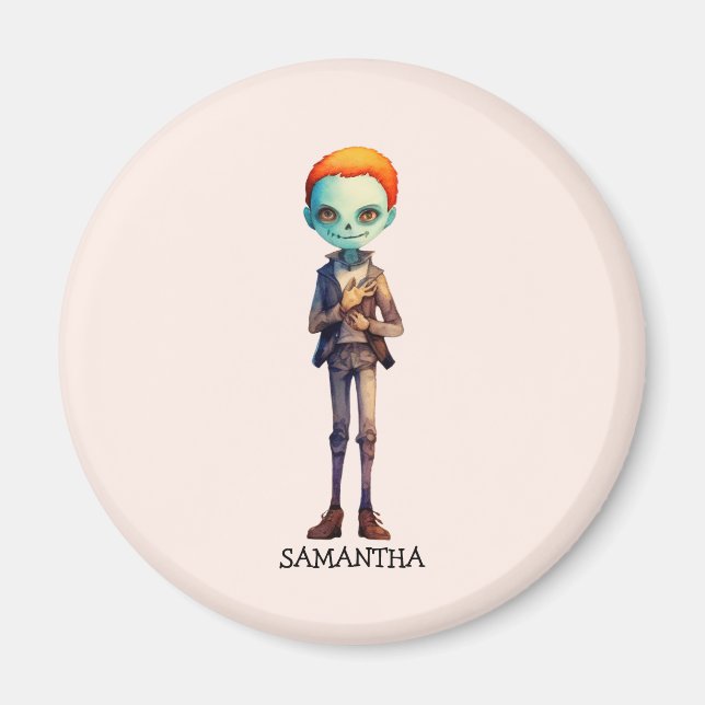 Personlig Zoombie Halloween Magnet (Framsidan)