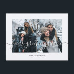 Personliga 2 bilder Universella hälsningar Vykort<br><div class="desc">Personliga 2 bästa vänner,  bröllop eller familjebilder Universella vykort med en stilren fotokollage med 2 anpassade bilder,  ditt hälsningsmeddelande i elegant handskriven script-teckensnitt,  ditt namn,  datum,  år,  meddelande på baksidan i ett modernt och enkelt sans-serif-teckensnitt.</div>