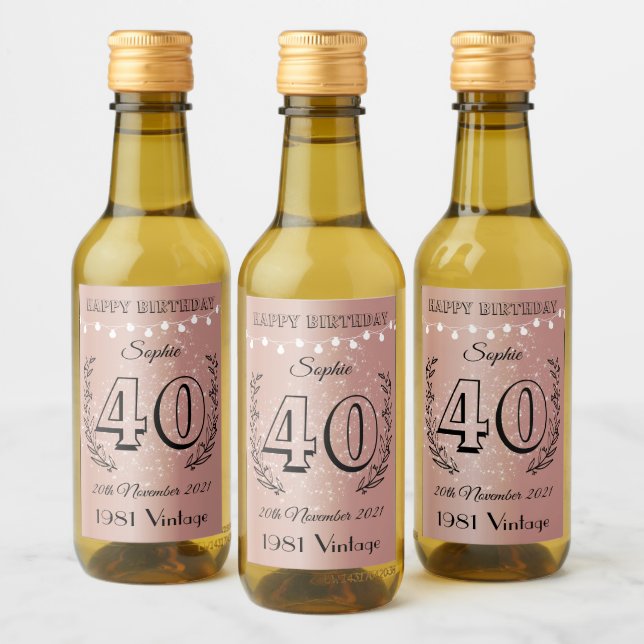 Personliga 40-årspresenter Mini-vinflasketiketter Vinetikett (Flaskor)