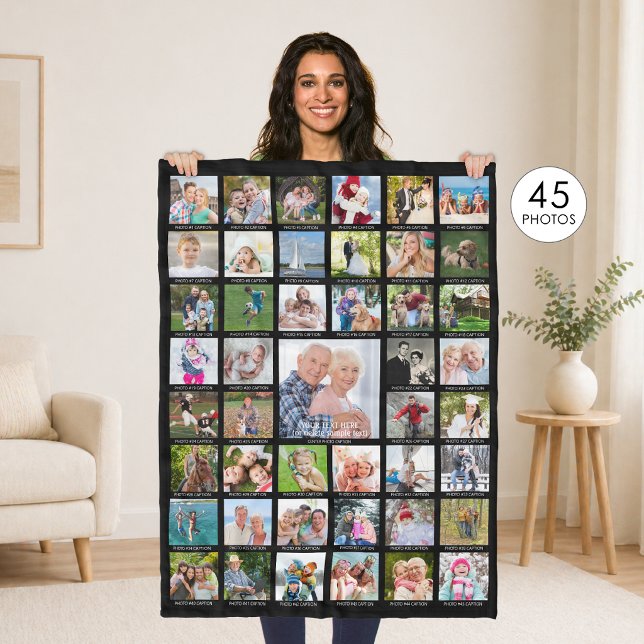 Personliga 45 Foto Collage Bildtexter Din Färg Fleecefilt (Skapare uppladdad)