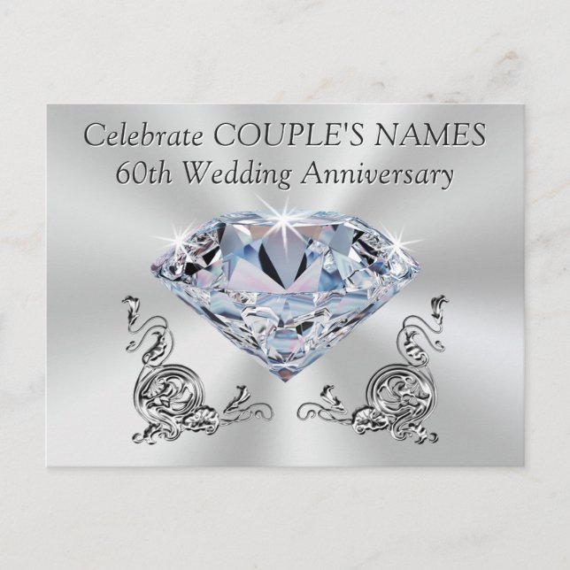 Personliga 60-årsjubileums inbjudningar, DIN TEXT Inbjudan Vykort (Framsida)