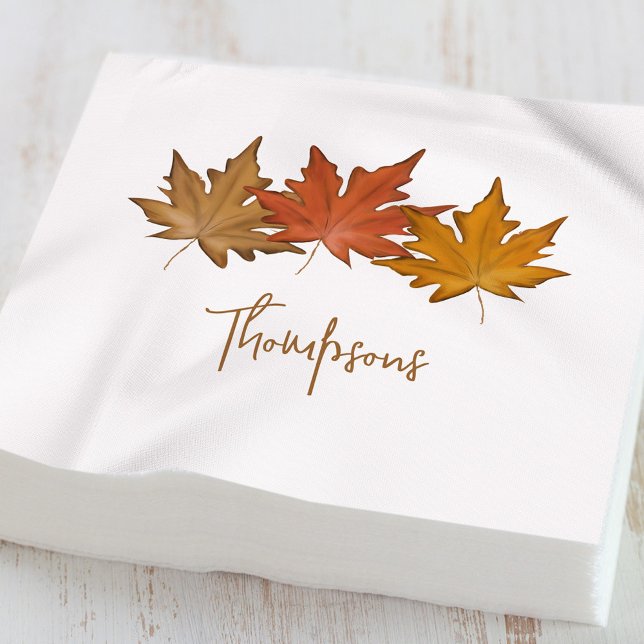 Personliga akvarell höstlöv höst  pappersservett (Fall Leaves watercolor autumn luncheon napkins.)