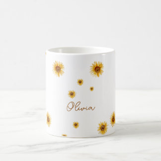 Personliga akvarell solrosor kaffemugg