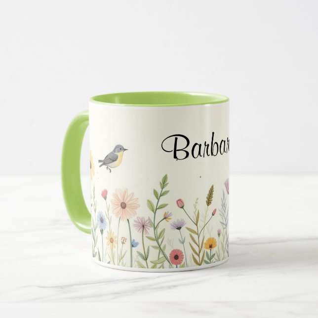 Personliga akvarellblommor kaffe mugg (Framsida vänster)