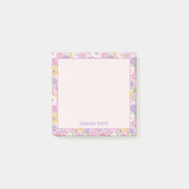 Personliga Anteckningar med Retro Blommönster Post-it Block