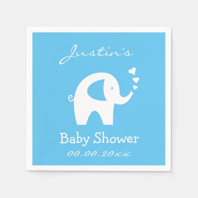 Personliga babyshower servetter med elefant (Framsidan)