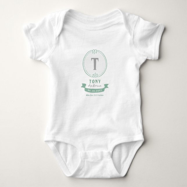 Personliga babysouvenirer med monogram t shirt (Framsida)