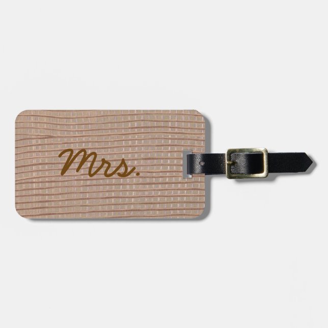 Personliga bagagetiketter med Mrs. Rustic Burlap Bagagebricka (Horisontell Framsida)