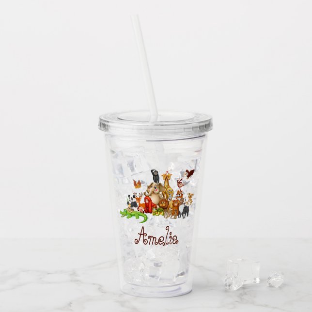 Personliga barns djur  take away mugg (Framsida Ice)