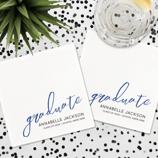 Personliga Blå Examen Servetter (Personalized Blue Graduation Napkins )