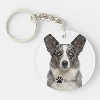 Personliga blå merle Corgi-nyckelringar för hundar