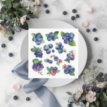 Personliga blåbärsblommiga pappersservetter