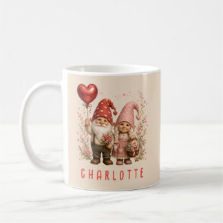 Personliga blommande Alla hjärtans gnomer Kaffemugg