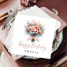 Personliga blommiga födelsedagsservetter med anpas pappersservett
