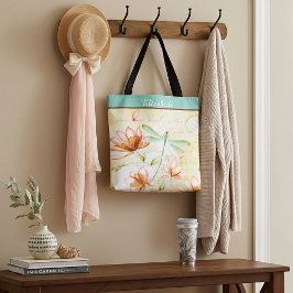 Personliga blommor och trollslända tygkasse