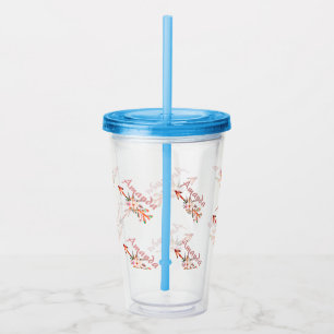 Personliga blomsterpilar take away mugg
