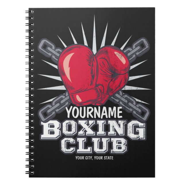 Personliga boxningshandskor Fighter Champion Boxer Anteckningsbok (Framsidan)
