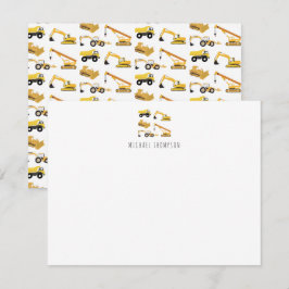 Personliga byggtruckar för barn anteckningskort