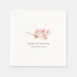 Personliga dammiga rosa blombröllopsservetter pappersservett