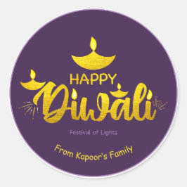 Personliga Diwali-dekaler för presentförpackning,  Runt Klistermärke
