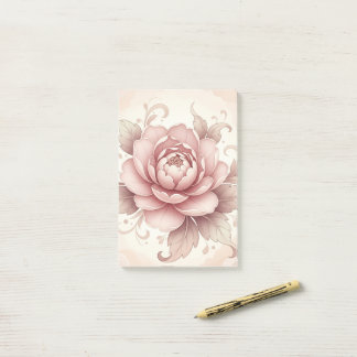 Personliga Eleganta Rosa Blommiga Post-it®-lappar Post-it Block