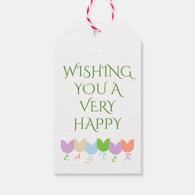 Personliga Eleganta Vårtulpaner, Påskhälsningar Presentetikett (Baksidan)