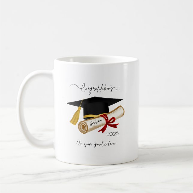 Personliga examensgrattis kaffemugg (Vänster)