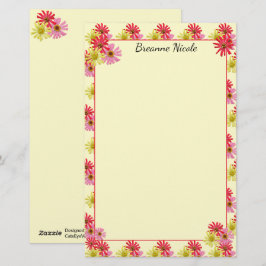 Personliga färgade aktualiteter Zinnia 5,5 x 8,5 Brevpapper
