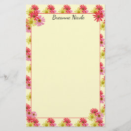 Personliga färgade aktualiteter Zinnia 5,5 x 8,5 Brevpapper