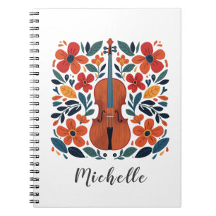 Personliga färger vildblomma Boho blommig violin Anteckningsbok