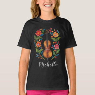 Personliga färger vildblomma Boho blommig violin T Shirt