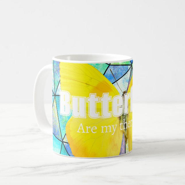 Personliga fjärilar är min sommarterapi kaffemugg (Framsida vänster)