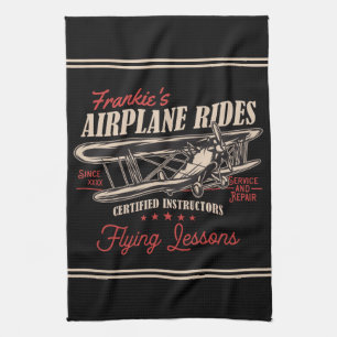 Personliga Flygturer Retro Flyglektioner  Kökshandduk
