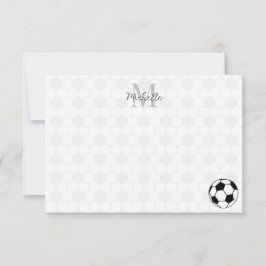 Personliga fotbollar svarta och vita med monogram anteckningskort