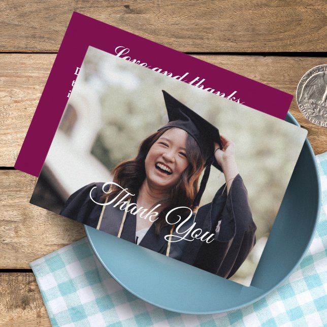 Personliga fototackkort för examen anteckningskort (Personalized Photo Graduation Thank You Cards)