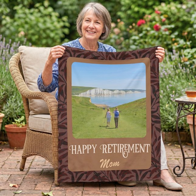 Personliga glada pensionspresenter för mamma Brun Fleecefilt (Personalized Happy Retirement Gifts for Mom Brown Fleece Blanket)