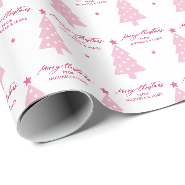 Personliga God Jul Träd & Stjärnor Högtid Presentpapper (Rullad Hörn)